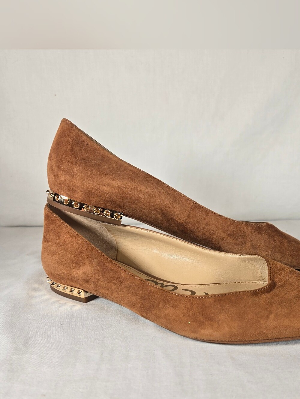 Sam Edelman Reyanne Suede Spike Pointed Toe Flats Chestnut Brown Women's 7M - Picture 2 of 5